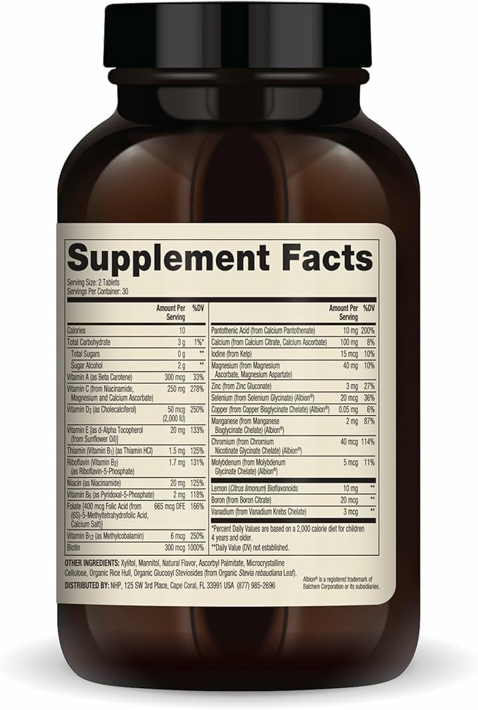 Dr. Mercola Multivitamínico Masticable para Niños - 28 Vitaminas y Minerales - 0g Azúcar - No GMO, Sin Gluten y Sin Soja - Sabor Naranja Natural - 60 Comprimidos