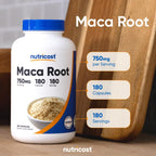 Organic Maca Root Capsules - Nutricost - 750mg, 180 Capsules