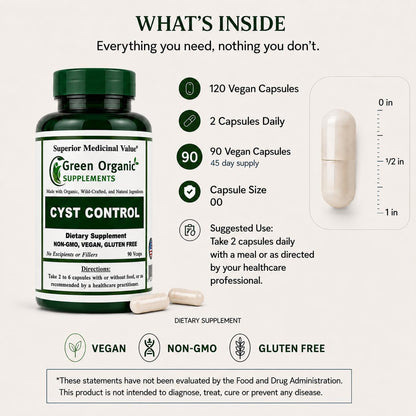 Green Organic Supplements Cyst, Breast Cyst, 90 Cápsulas Veganas, Alta Absorbibilidad, Non-GMO, Sin Gluten (Pack de 4) – Image 8