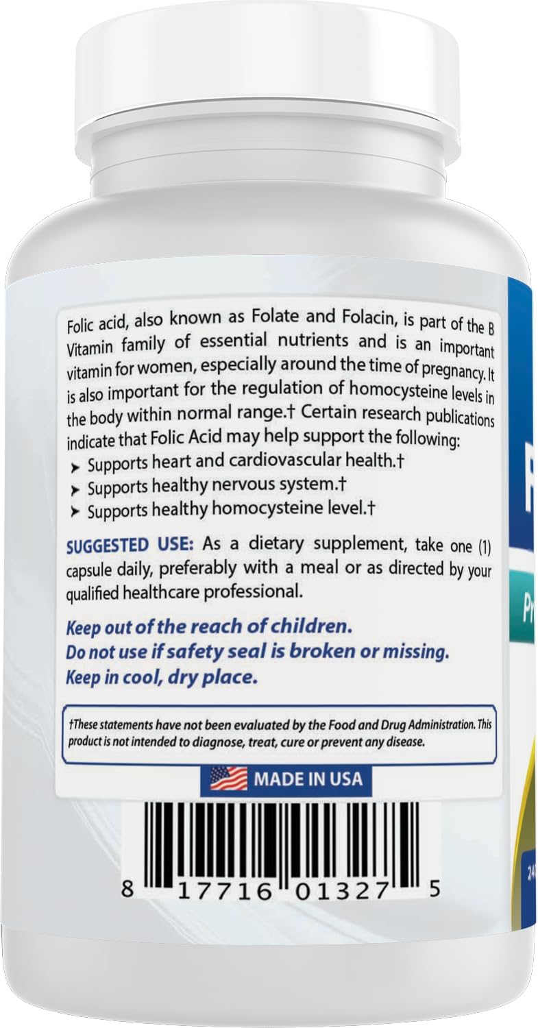 Folic Acid 800 mcg, 240 Capsules - Best Naturals