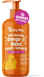 Zesty Paws Salmon Omega Oil + Hemp – Aceite de Salmón con Cáñamo para Perros y Gatos, 946 ml