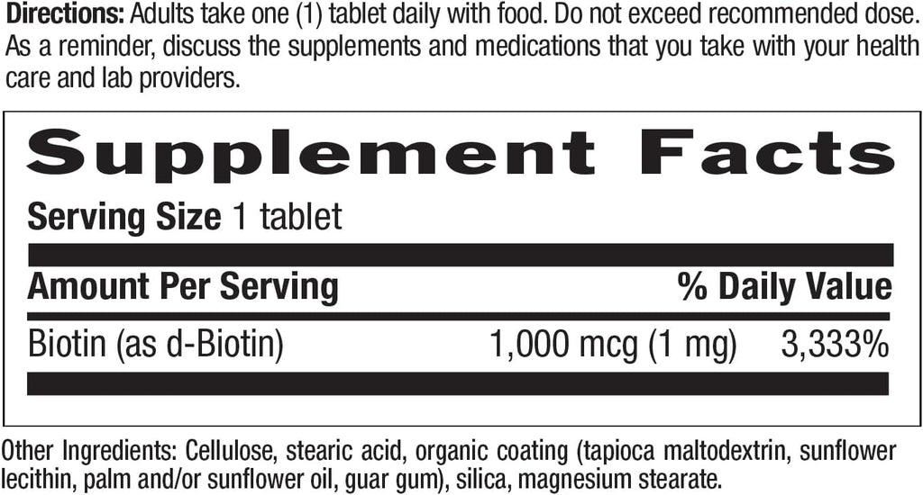 Biotina 1mg – 100 Comprimidos – Country Life