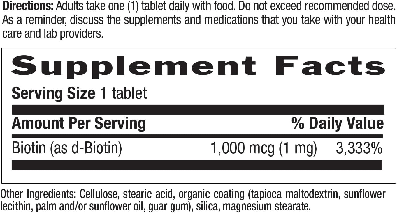 Biotina 1mg – 100 Comprimidos – Country Life