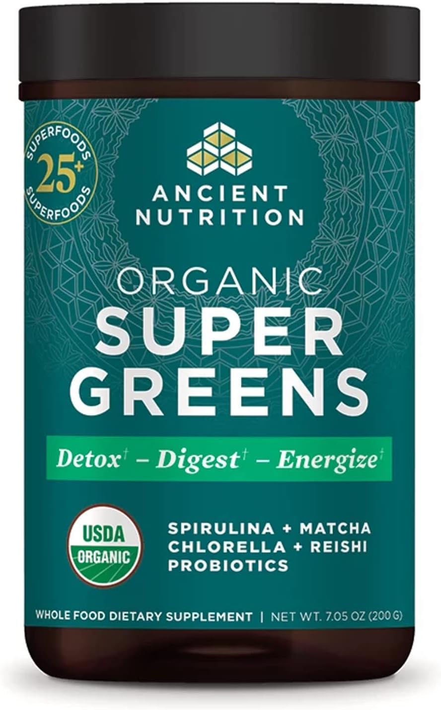 Ancient Nutrition Super Greens Powder Orgánico, 25 porciones (200g)