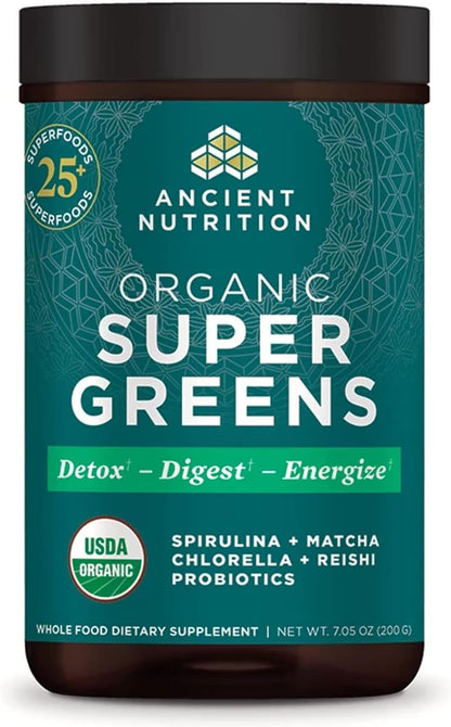 Ancient Nutrition Super Greens Powder Orgánico, 25 porciones (200g) – Image 1