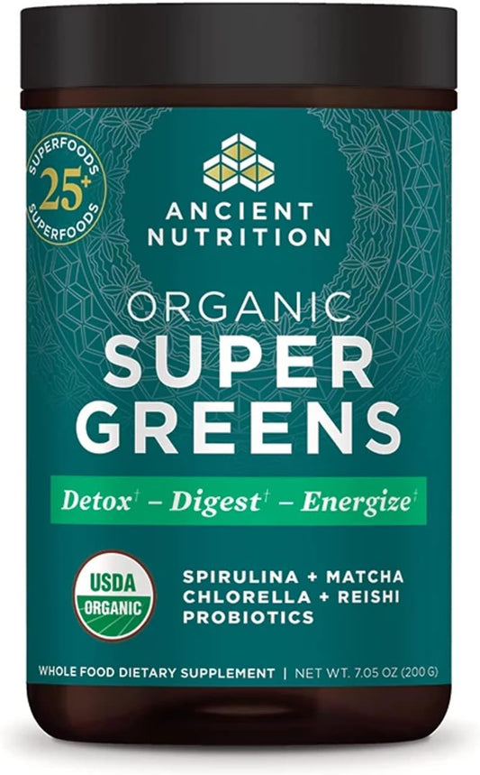Ancient Nutrition Super Greens Powder Orgánico, 25 porciones (200g)