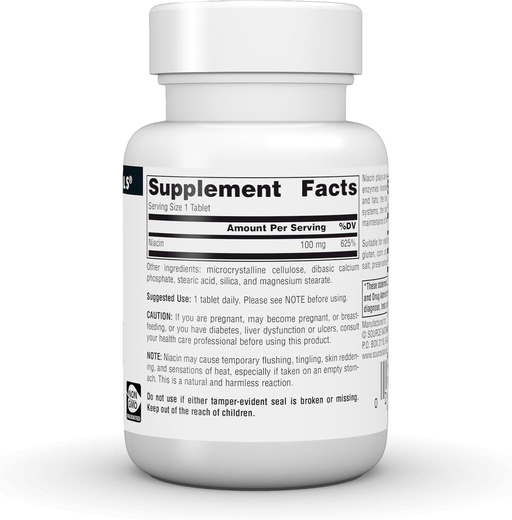 Source Naturals Niacina, Vitamina B-3, No OGM - 100 mg - 100 Comprimidos