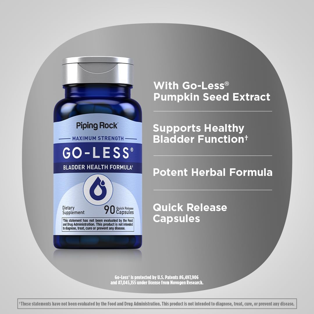 Piping Rock Bladder Control Capsules, 90 Capsules, Pumpkin Seed Extract, Maximum Strength Formula, Non-GMO, Gluten Free