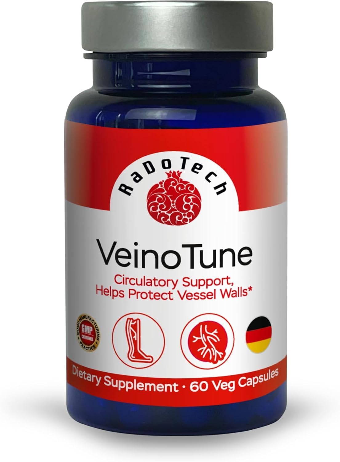 RaDoTech VeinoTune – Apoyo para la salud venosa con castaño de indias 300 mg y vitamina C, 60 comprimidos