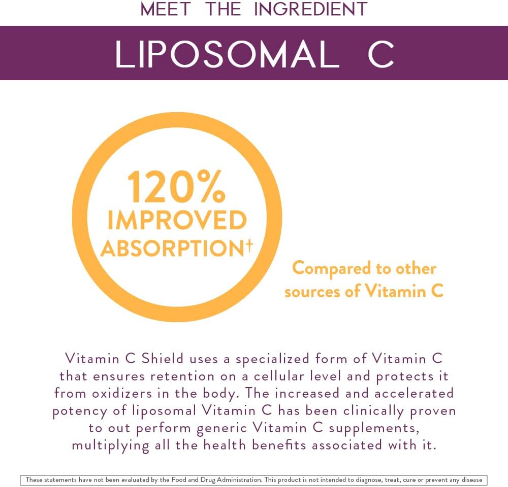 Body Kitchen Liposomal Vitamin C Shield, 1000mg PureWay-C, Alta Absorción, Cápsulas Vegetales, 60 Unidades