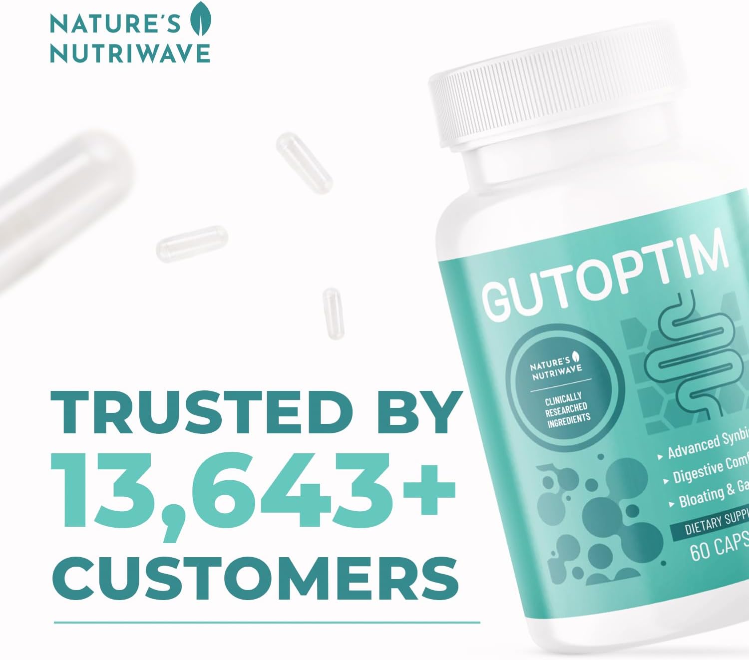 GutOptim – Cápsulas Prebióticas y Probióticas con Enzimas Digestivas, 60 Cápsulas