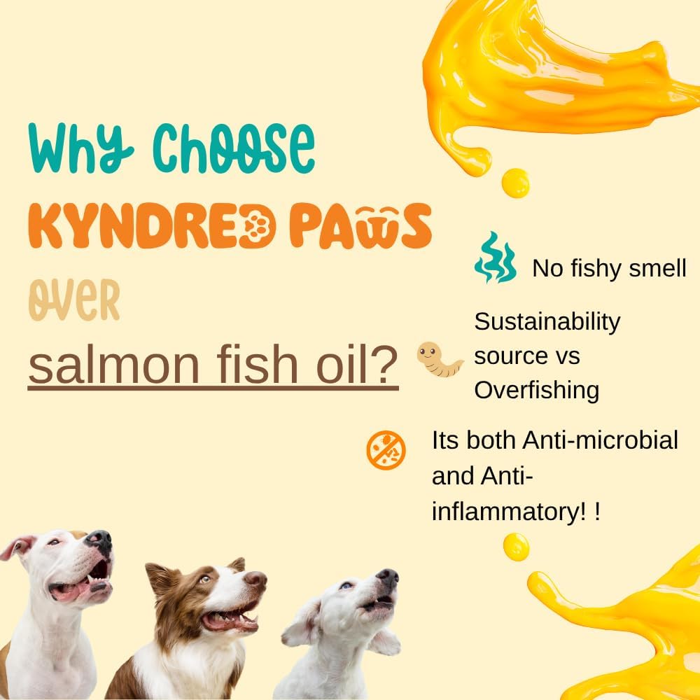 Kyndred Paws Aceite Omega-3-6-9 para Perros, Sabor Natural Sin Olor a Pescado - 8.5 fl oz (251 ml) - Alternativa al Aceite de Salmón - Apoya Piel, Pelaje y Salud Intestinal