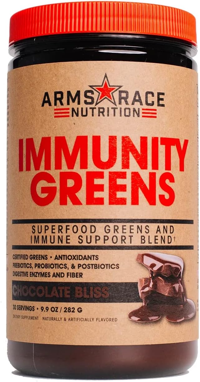 Arms Race Nutrition Immunity Greens Superfoods - Apoyo Inmunológico y Digestivo, Sabor Piña Mango, 9.2 oz (30 porciones)