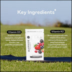 Barker Wellness Gominolas de Vitamina D3 y K2 – Alta potencia 6000 UI D3 + 200 mcg K2 para huesos fuertes, salud cardiovascular y apoyo inmunitario | Vegano, sin azúcar, delicioso sabor a bayas mixtas | 30 dosis