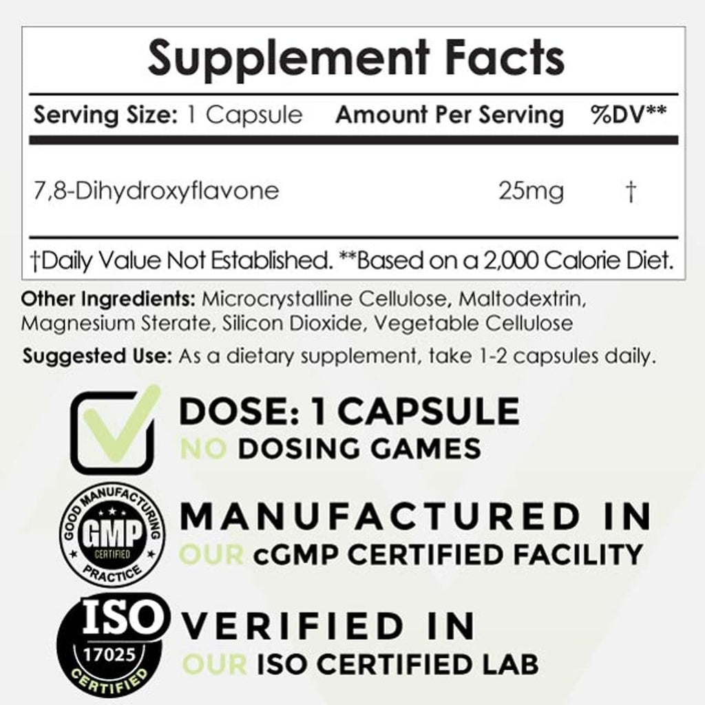 7,8-Dihydroxyflavone 25mg Cápsulas (120 Unidades) - Nootropics Depot