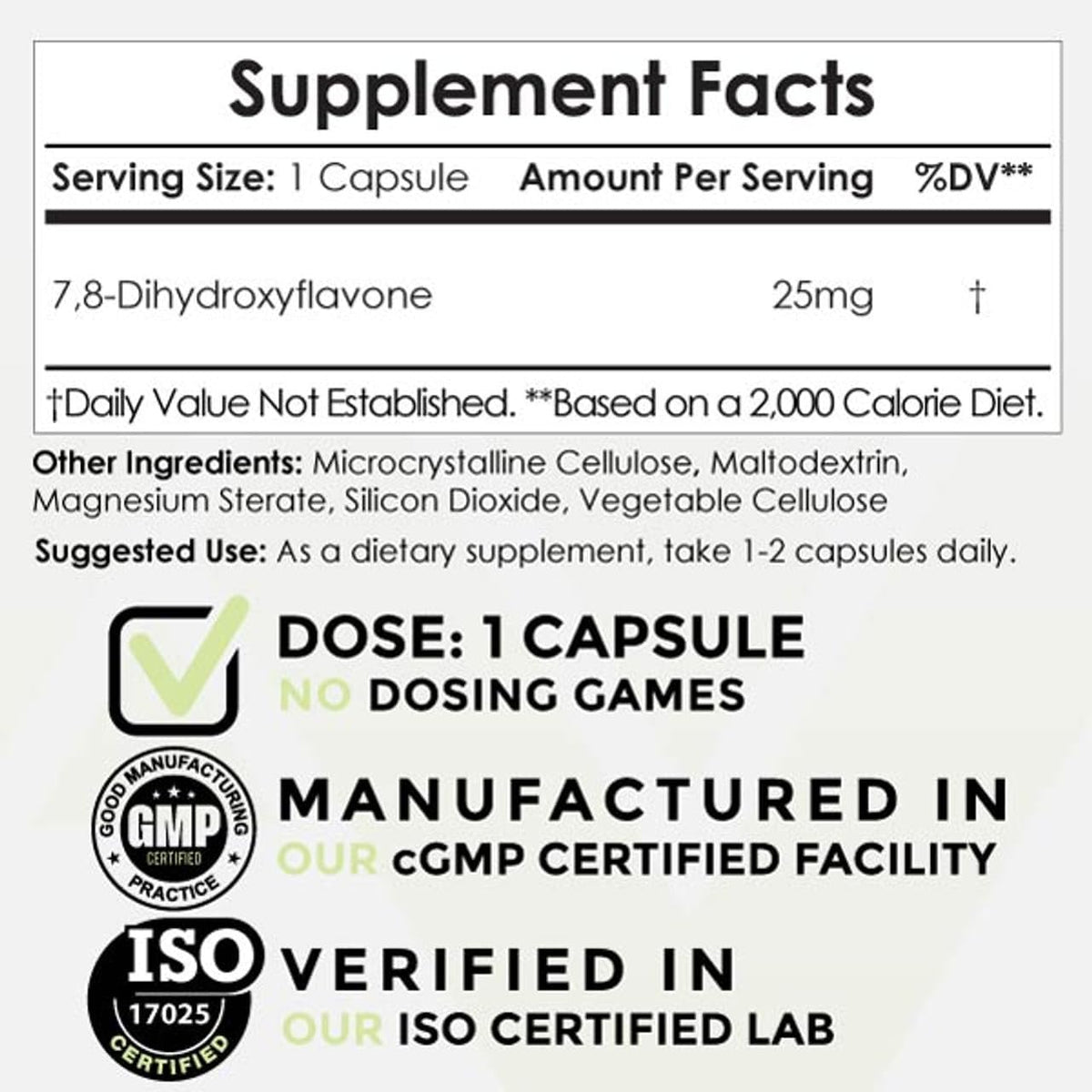 7,8-Dihydroxyflavone (7,8-DHF) 25 mg – 120 Cápsulas – Nootropics Depot - görsel 2