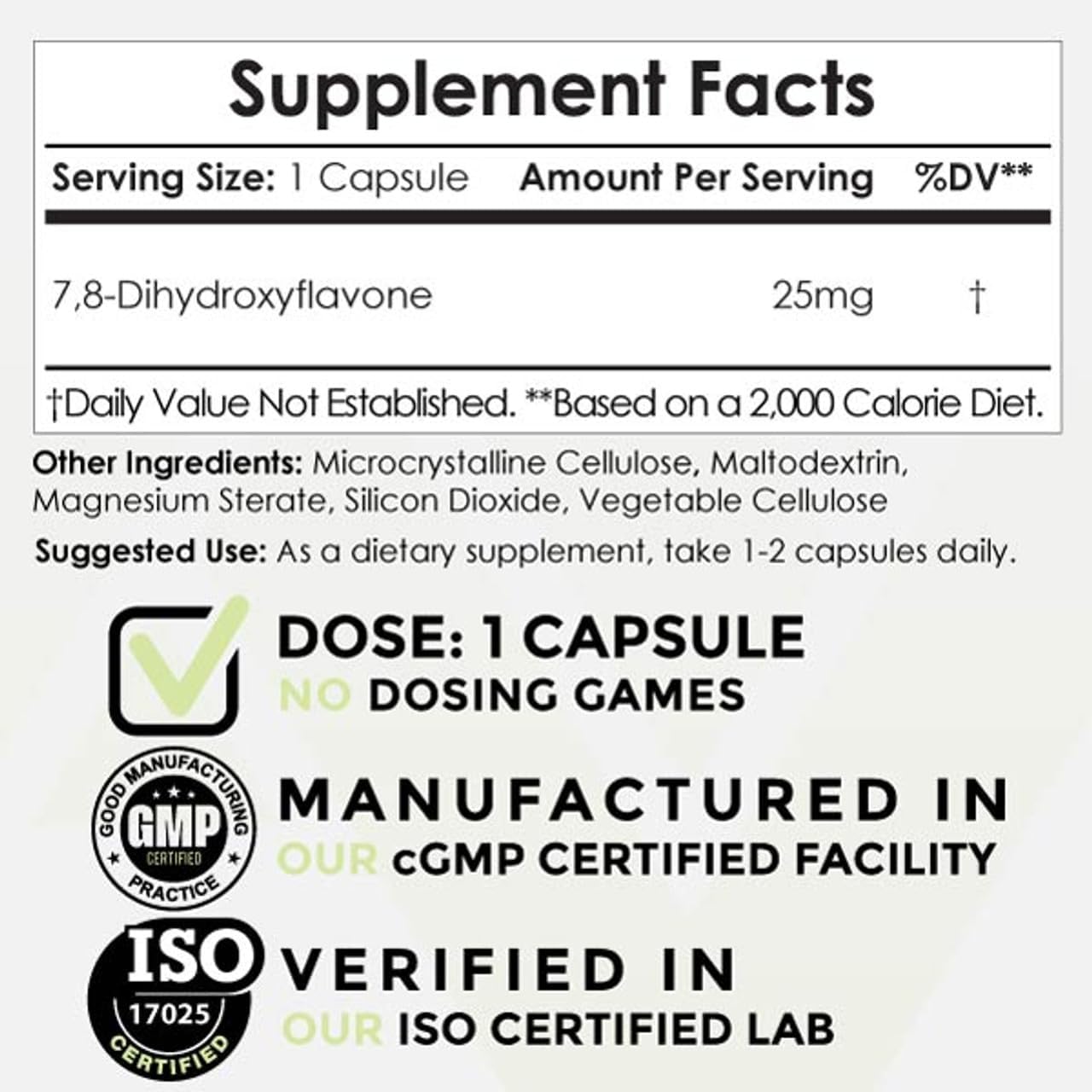 7,8-Dihydroxyflavone (7,8-DHF) 25 mg – 120 Cápsulas – Nootropics Depot