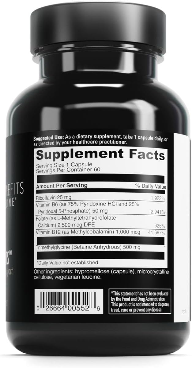 DAVINCI Labs Methyl Benefits - Suplemento de metilación con vitaminas B6, B12 y folato - 60 cápsulas vegetarianas
