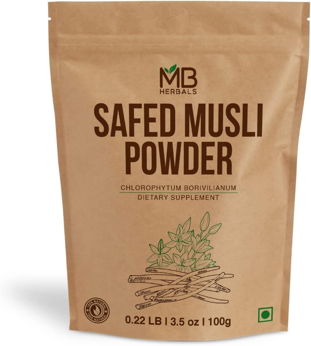 MB Herbals Safed Musli en Polvo Puro 100g - Chlorophytum borivilianum (White Musli)