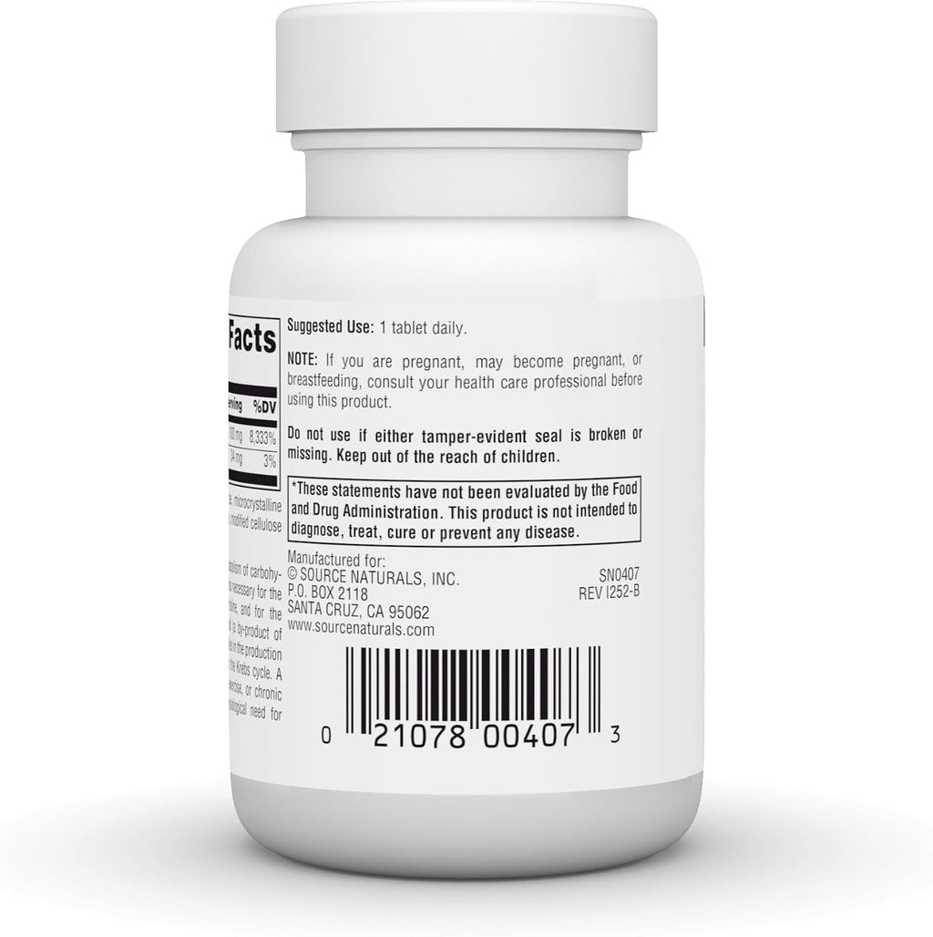 Source Naturals Vitamina B-1, Tiamina, 100 mg - 100 Comprimidos