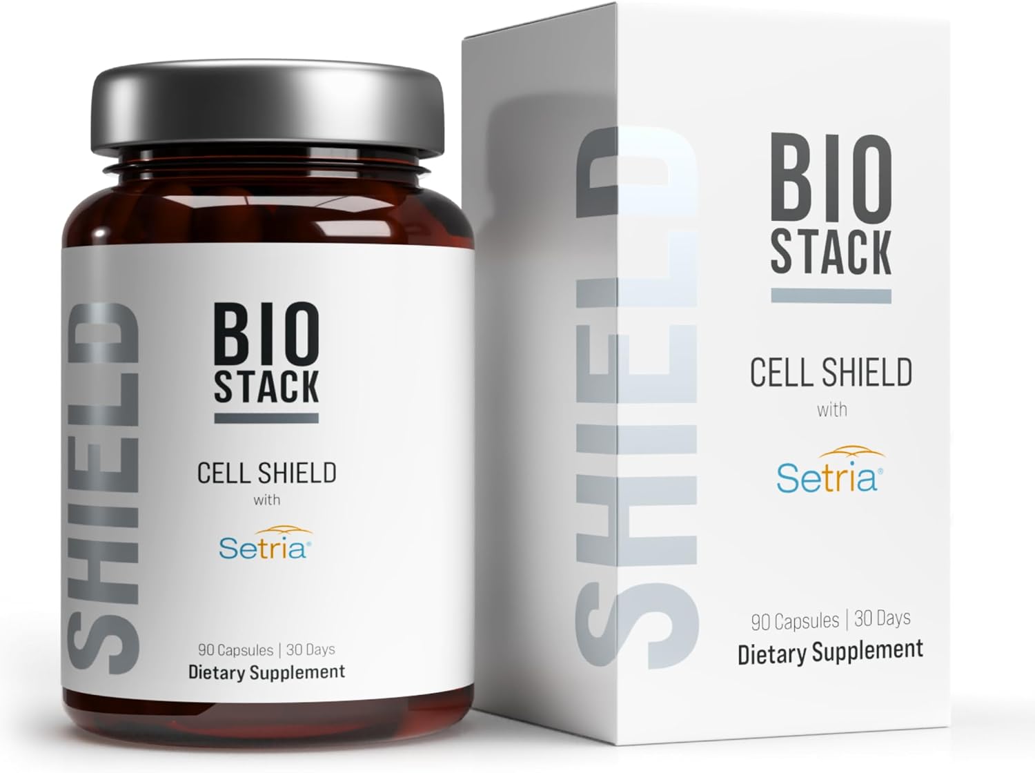 BIOSTACK Cell Shield con Setria Glutathione | Suplemento liposomal con Vitamina C, Cúrcuma y Complejo C3 de Curcumina | L-Glutatión Reducido Puro 500mg