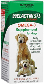 Nutramax Welactin Omega 3 Fish Oil for Dogs, Skin and Coat Health Supplement, Plus Joint, Immune, Kidney, and Brain Support, Premium Omega 3 Fatty Acids, For Dogs of all Sizes, 16 Ounce Liquid (3 Pk)
