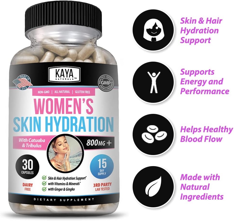 Kaya Naturals Vitaminas de Hidratación para la Piel - 30 Cápsulas Veganas
