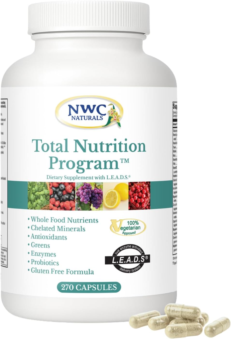 NWC Naturals Programa de Nutrición Total Multivitamínico con Enzimas y Probióticos - 270 Cápsulas