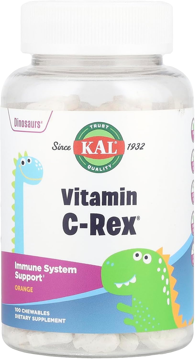 Kal C-rex 100 mg Comprimidos de Vitamina C con Bioflavonoides, Sabor Naranja, 100 Unidades