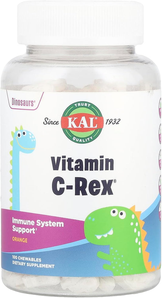 Kal C-rex 100 mg Comprimidos de Vitamina C con Bioflavonoides, Sabor Naranja, 100 Unidades
