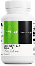 DAVINCI Labs Vitamin D3 5000 IU - Supplement for Bones, Teeth, Cardiovascular Function & Immunity - 120 Capsules