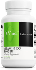 DAVINCI Labs Vitamin D3 5000 IU - Supplement for Bones, Teeth, Cardiovascular Function & Immunity - 120 Capsules
