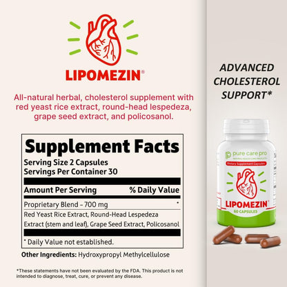 LIPOMEZIN Pure Care Pro Complejo Sinérgico – Policosanol: Ayuda a reducir la absorción intestinal de colesterol y – Image 6