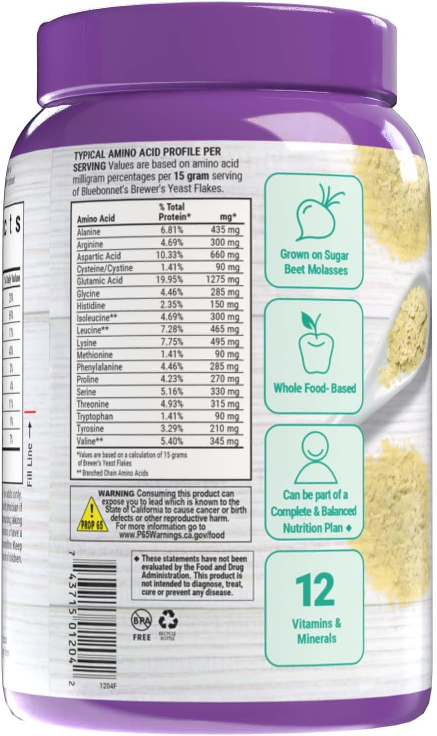 Bluebonnet Nutrition Super Earth Levadura de Cerveza en Copos – Superalimento Integral, 210 g