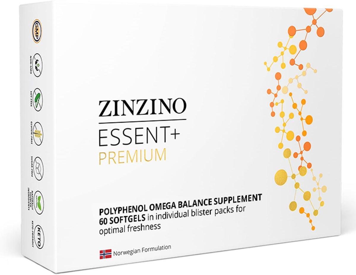 Zinzino - Essent+ Premium, Advanced Polyphenol Omega Balance with Fish Oil, Glycerin, Cold-Pressed Extra Virgin Olive Oil, – Image 1