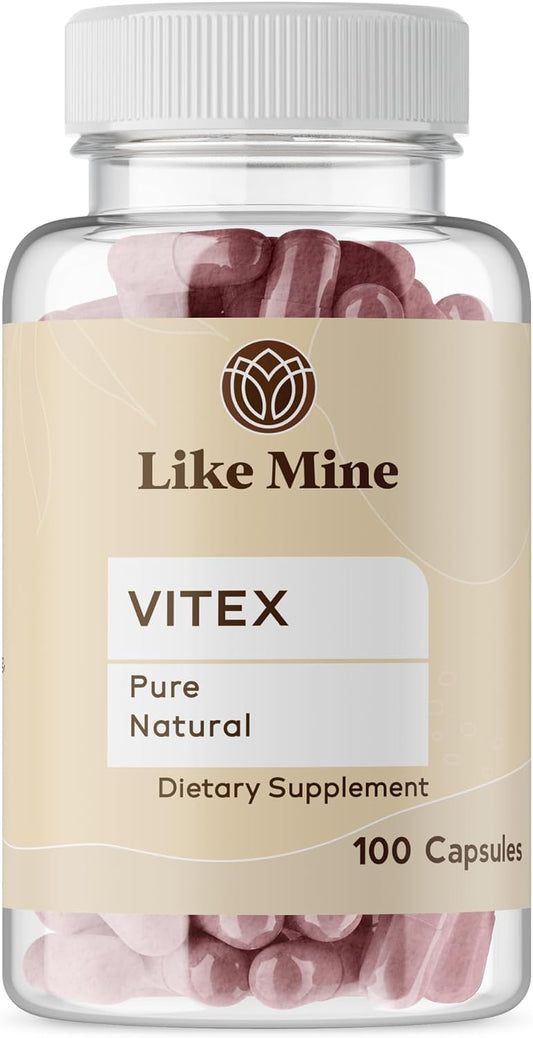 Like Mine Vitex (100 Cápsulas), Puro y Natural, Sin Aditivos ni Rellenos