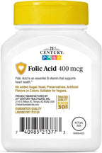 21st Century Ácido Fólico 400 mcg, 250 Comprimidos