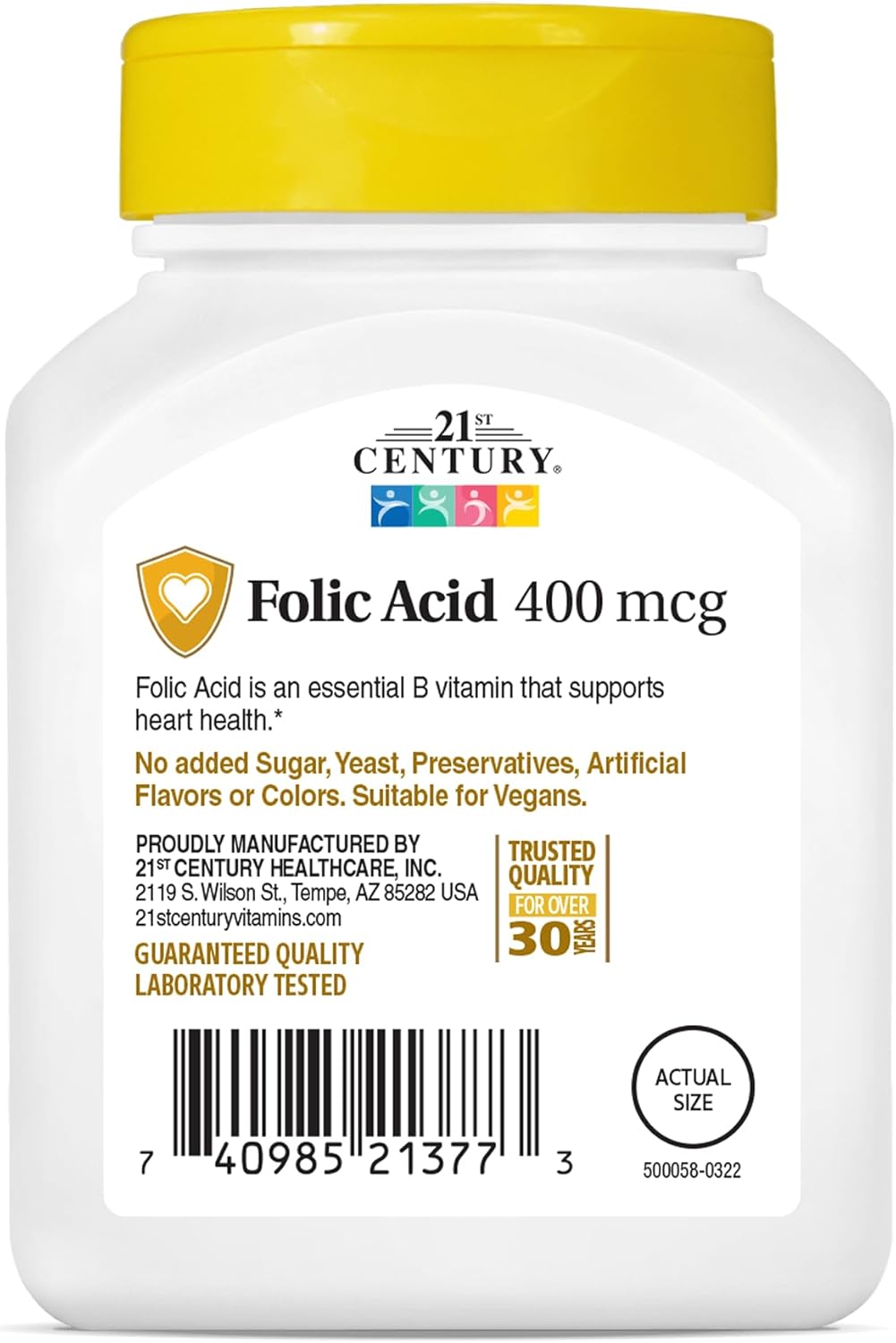 21st Century Ácido Fólico 400 mcg, 250 Comprimidos