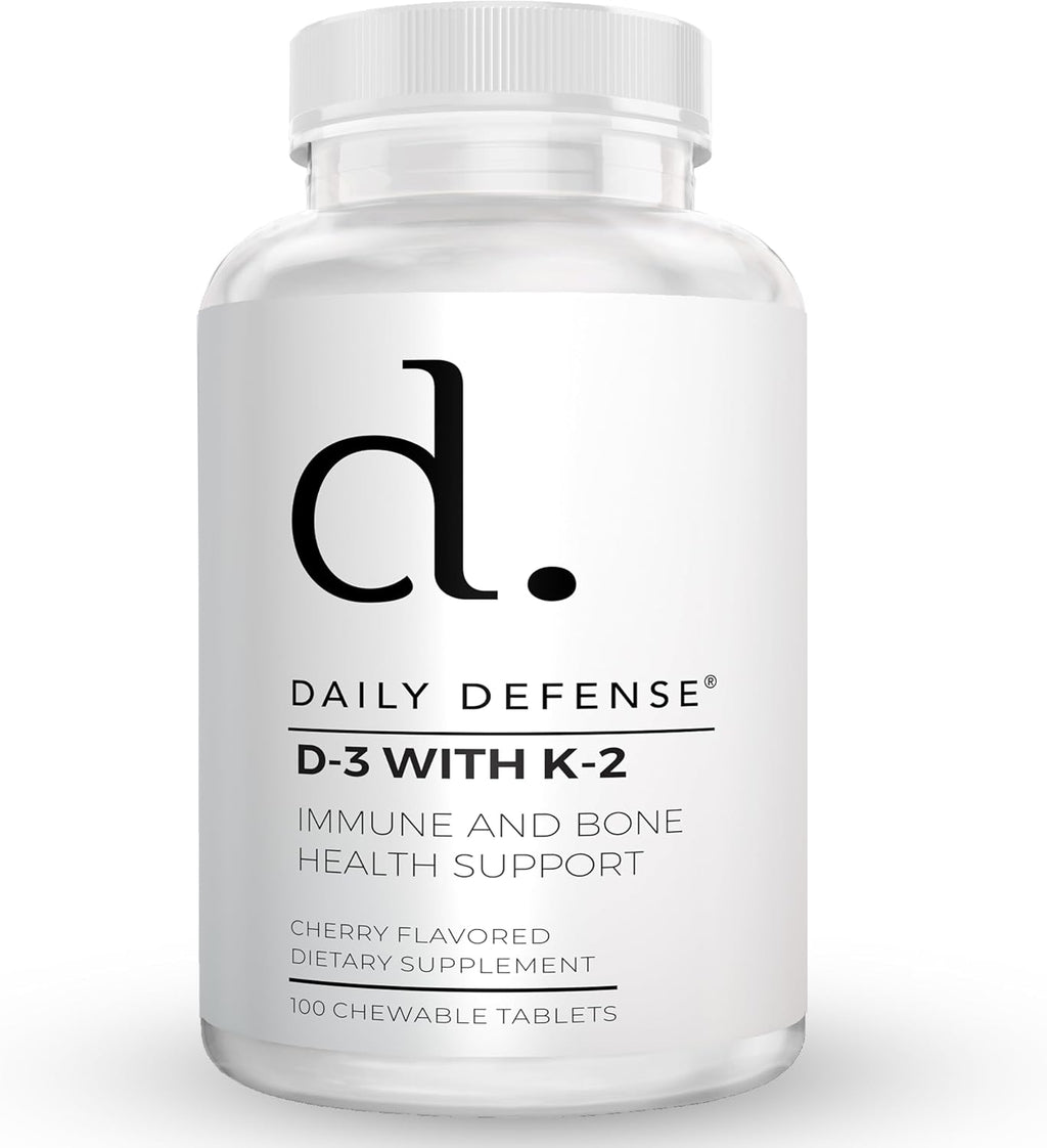Daily Defense - Vitamina D3 y K2 2000 UI, 100 Comprimidos Masticables