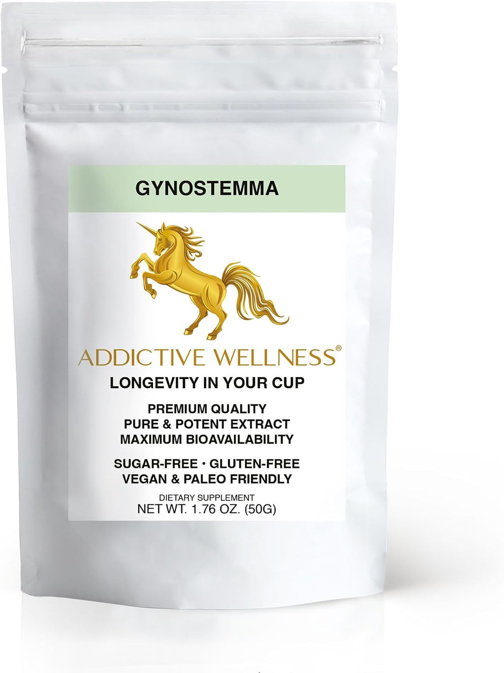 Addictive Wellness Gynostemma Leaf Extract Powder - Extracto Puro de Jiaogulan, Adaptógeno para Energía, 1 Sobre