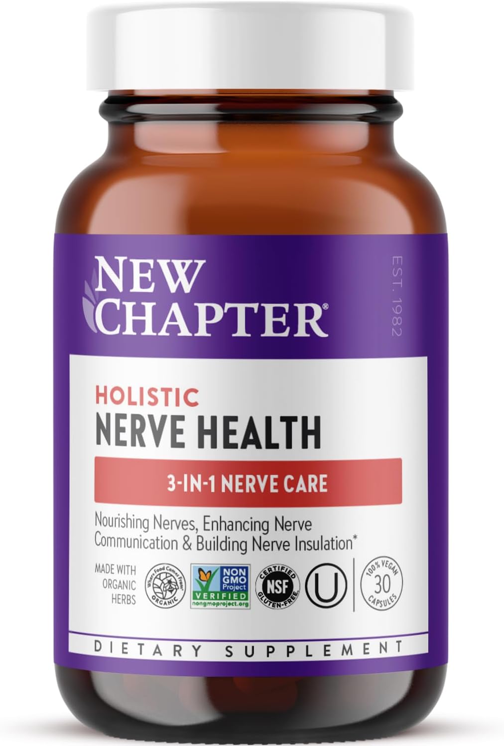 New Chapter Suplemento para la Salud Nerviosa con Vitaminas B1, B6 y B12 - 30 Cápsulas