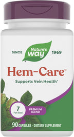 Nature's Way Premium Hem-Care, Mezcla única para la salud de las venas, con Vitaminas C y E, Colina, Calcio, Fósforo, Extracto de Castaño de Indias y Extracto de Sophora Japonica, 90 Cápsulas