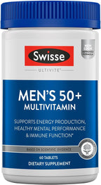 Swisse Multivitamínico Diario para Hombres Mayores de 50 Años | 41 Vitaminas, Antioxidantes y Minerales + Adaptógenos | 60 Comprimidos