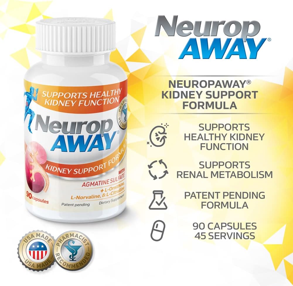 NeuropAWAY Fórmula de Apoyo Renal con Agmatina Sulfato, L-Arginina, L-Ornitina, L-Citrulina - 90 Cápsulas