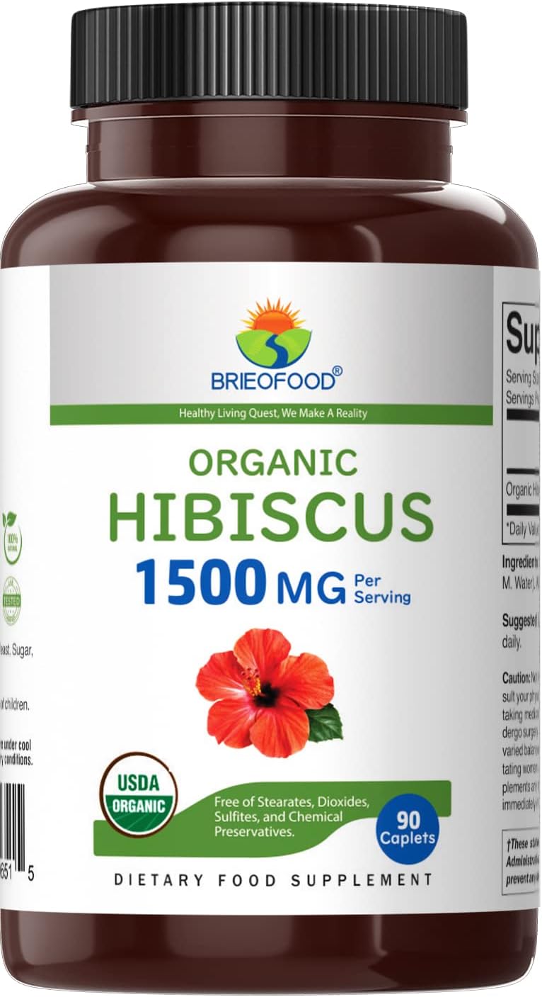 Brieofood Hibisco Orgánico 1500mg, 90 Comprimidos Vegetarianos
