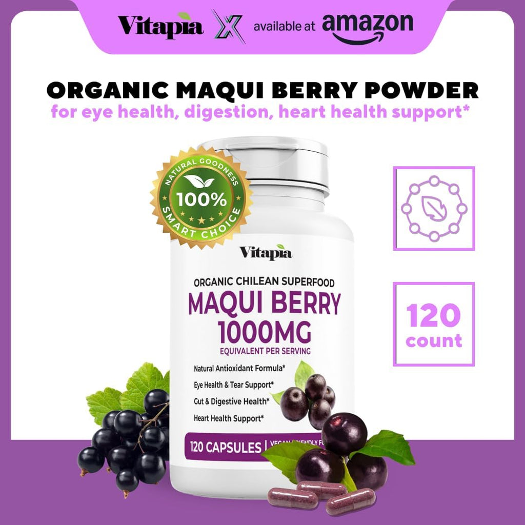 Maqui Berry 1000mg - Suplemento en Cápsulas Veganas - Sin Gluten y No OGM - 120 Cápsulas