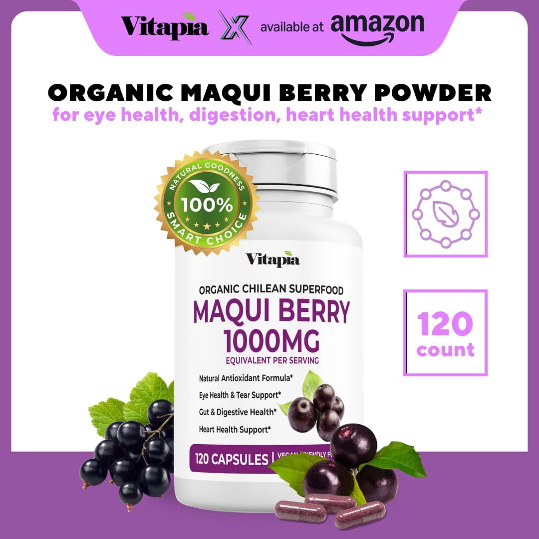 Maqui Berry 1000mg - Suplemento en Cápsulas Veganas - Sin Gluten y No OGM - 120 Cápsulas