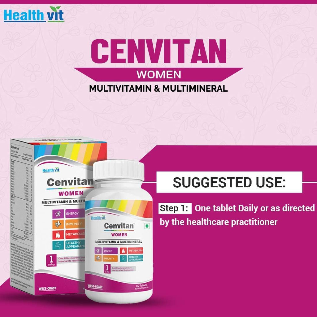 Dharma Healthvit Cenvitan Multivitamínico y Multimineral para Mujeres con 26 Nutrientes – 60 Comprimidos