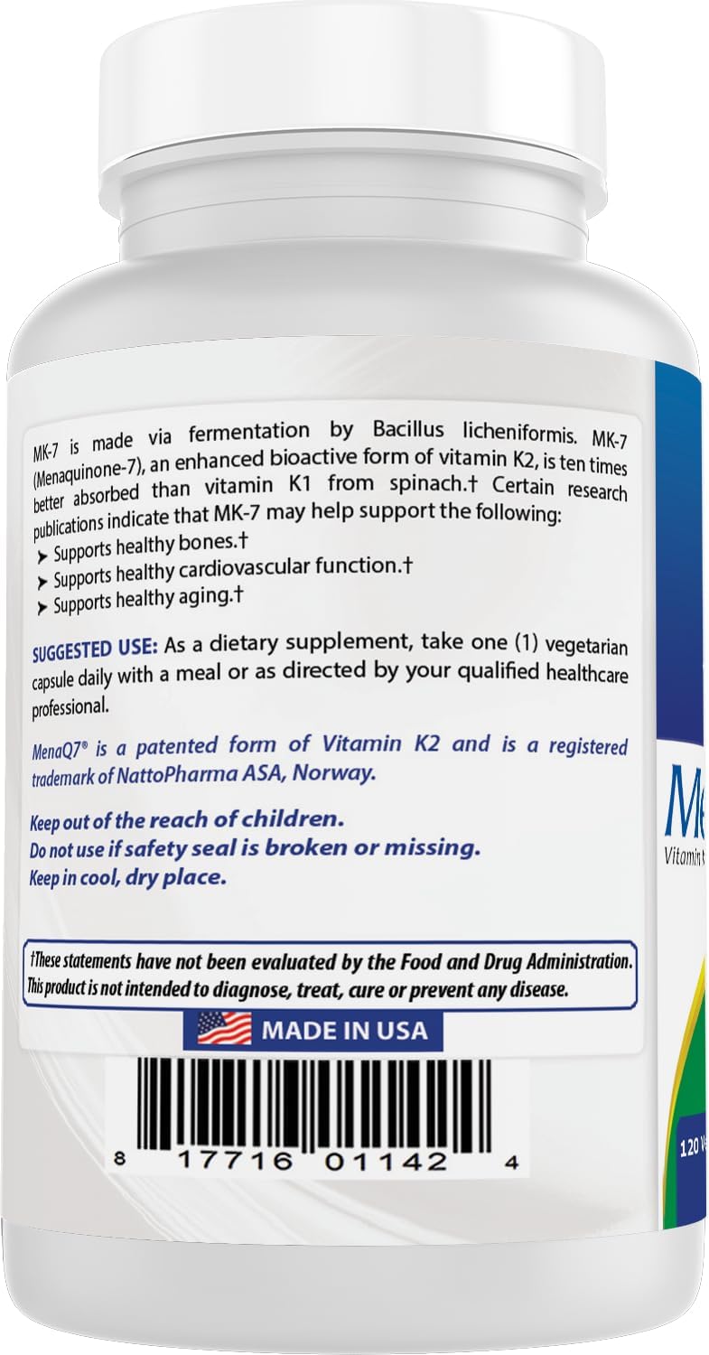 Best Naturals MK-7 Vitamina K2 100 mcg 120 Cápsulas Vegetales