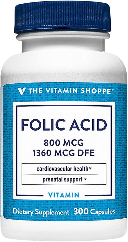 Ácido Fólico 800 mcg, 300 Cápsulas - Apoyo – Fórmula concentrada: Cada cápsula contiene 800 mcg de ácido fólico – Image 1